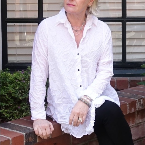 NWT Comfy USA Keaton crinkle oversize shirt - Picture 2 of 8